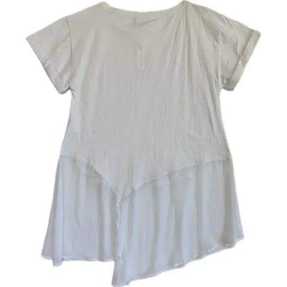 AKEMI + KIN Anthropologie Floral Embellished Women's Sz L White T-Shirt Top NWT - Picture 3 of 16